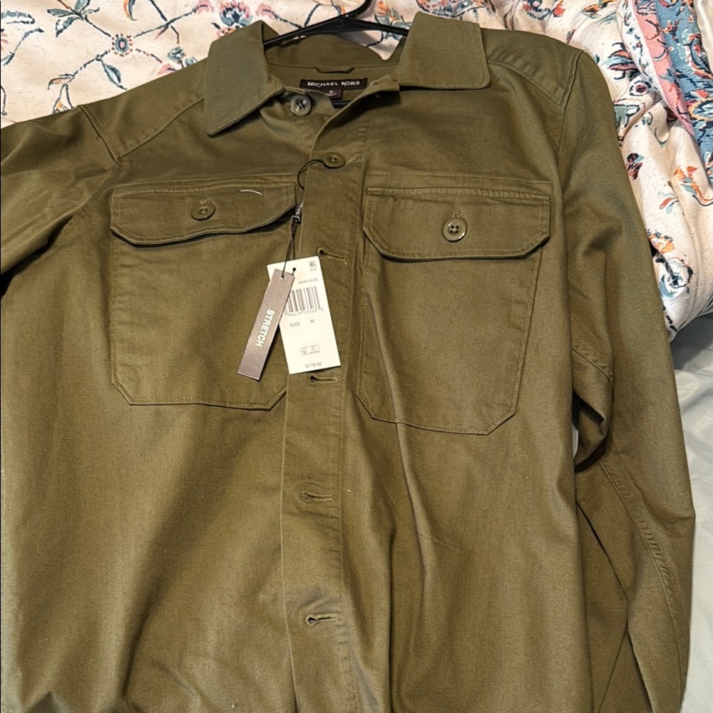 Michael Kors Green Lightweight Shirt Jacket
